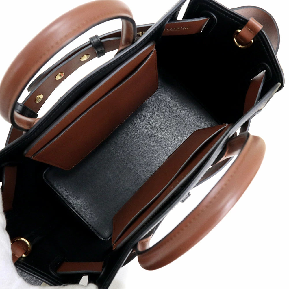 Burberry Stripe Belt Shoulder Handbag Crossbody Bridle Brown - Picture 3 of 10